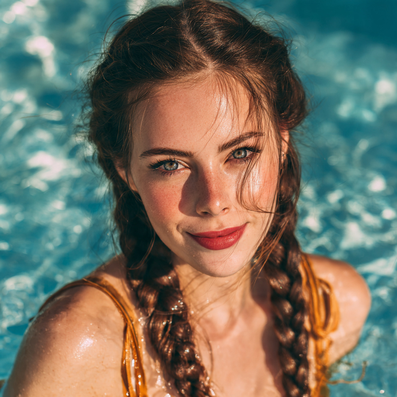 attractive women with rope braid hairs having