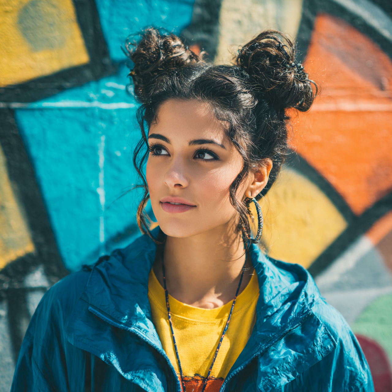 double bun space buns modern outdoor fashion