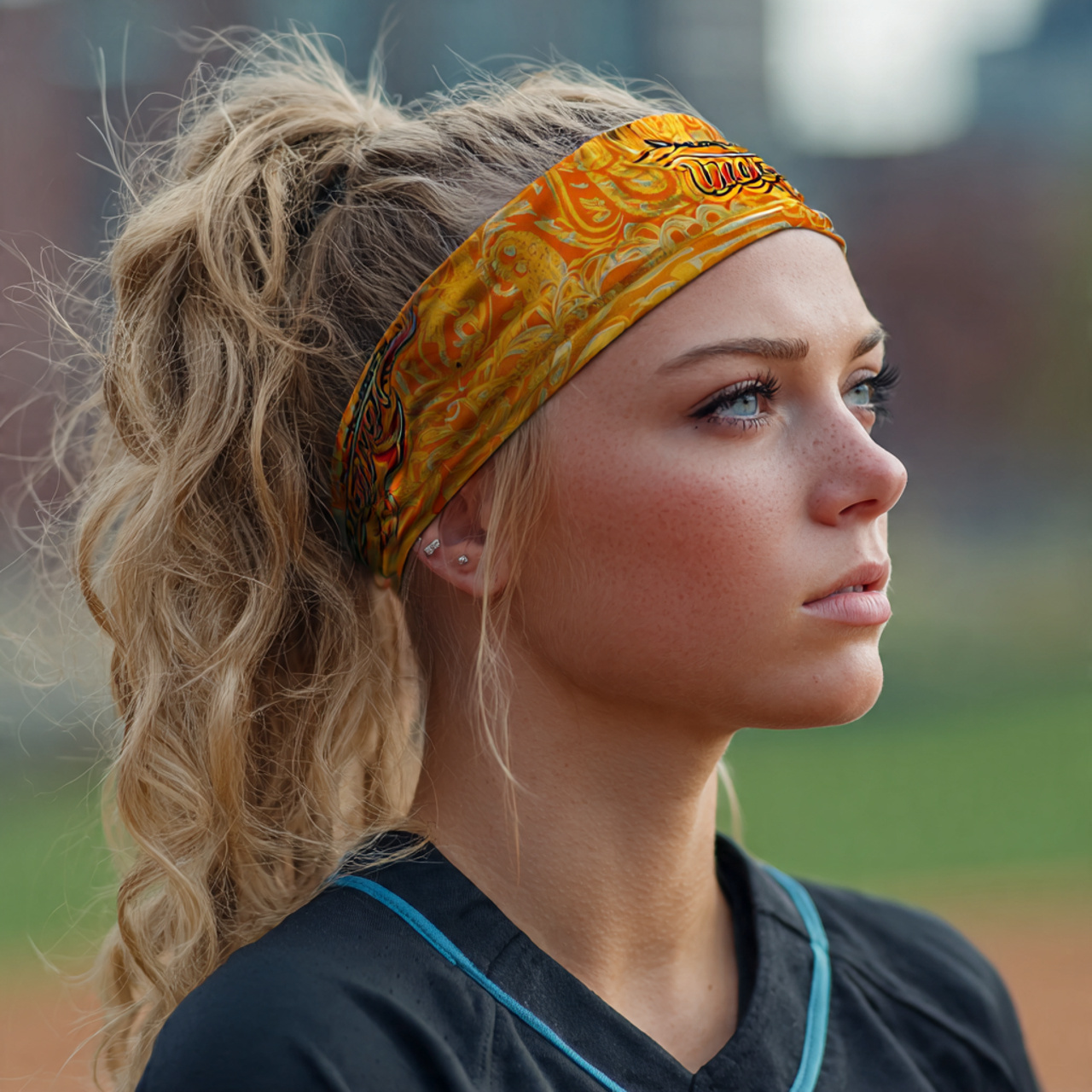 headband ponytail softball hairstyles with complete image