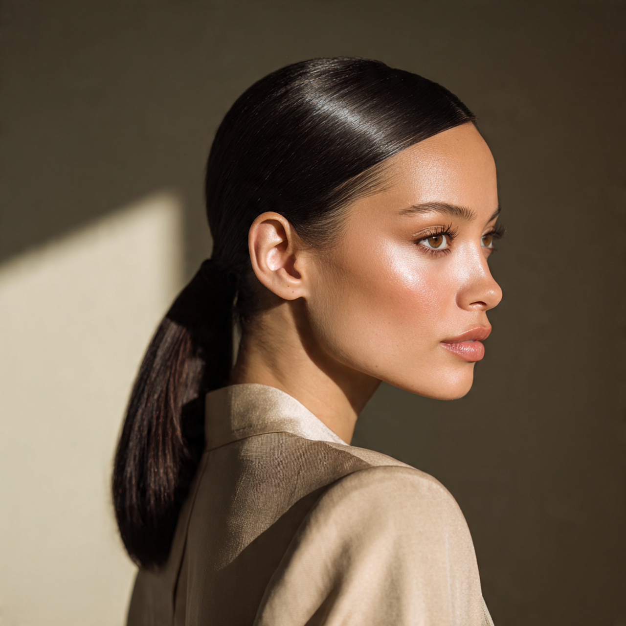 realistic studio portrait of a woman wearing
