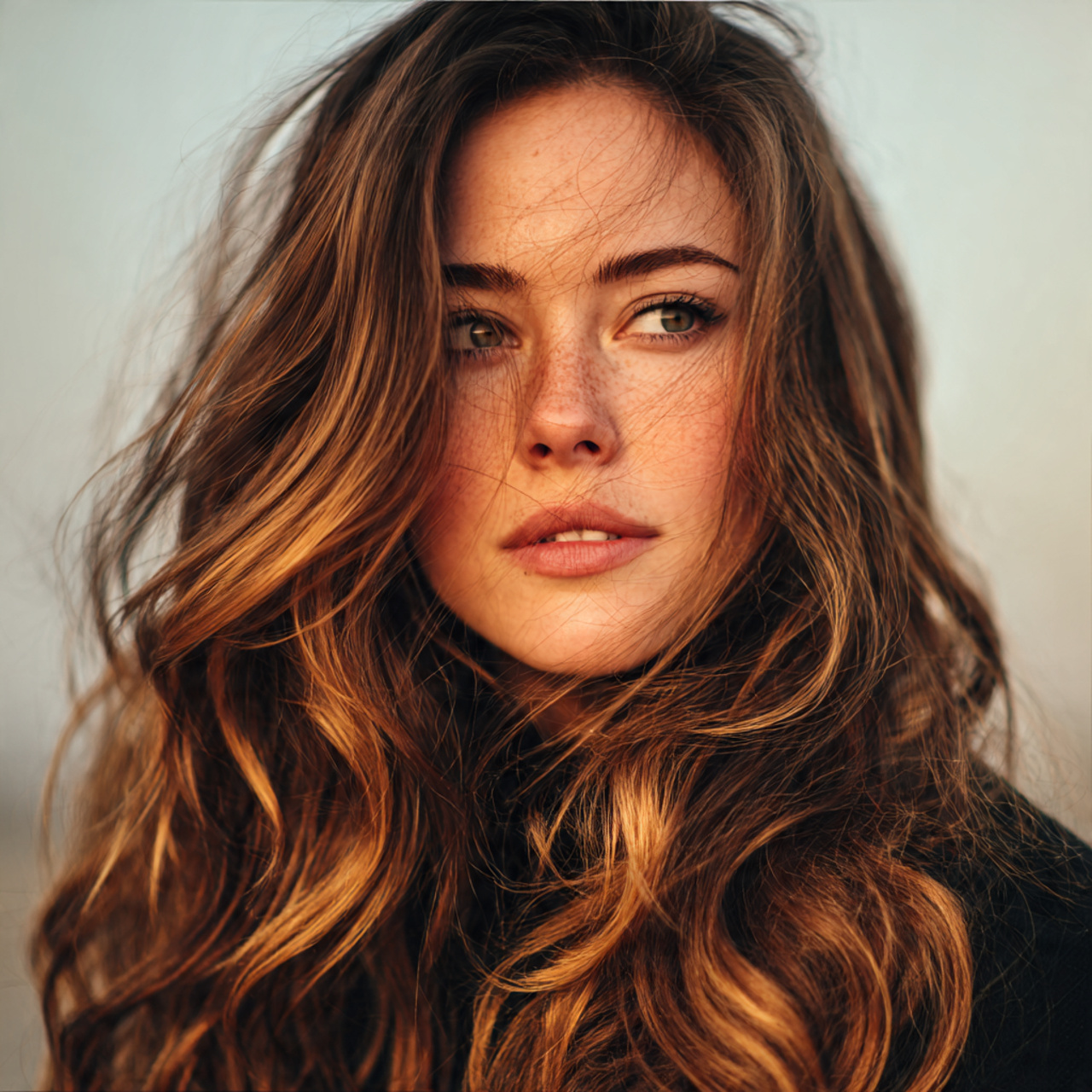 realistic warm caramel root smudge hairs with