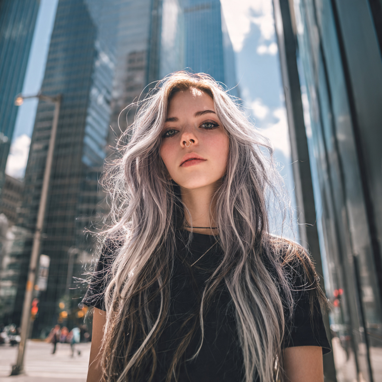 ultra detailed city fashion image of a girl