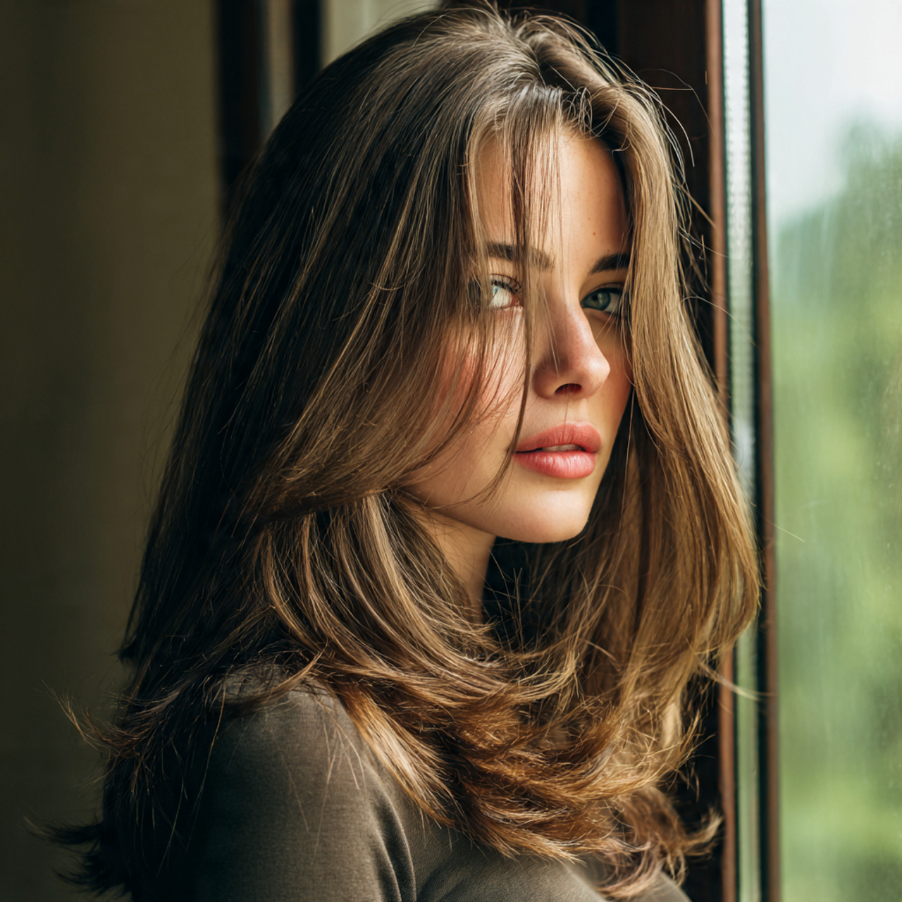 12 Long Hush Cut: Soft, Layered Hair Ideas for a Modern Effortless Look 10 an attractive women with outdoor view having airy