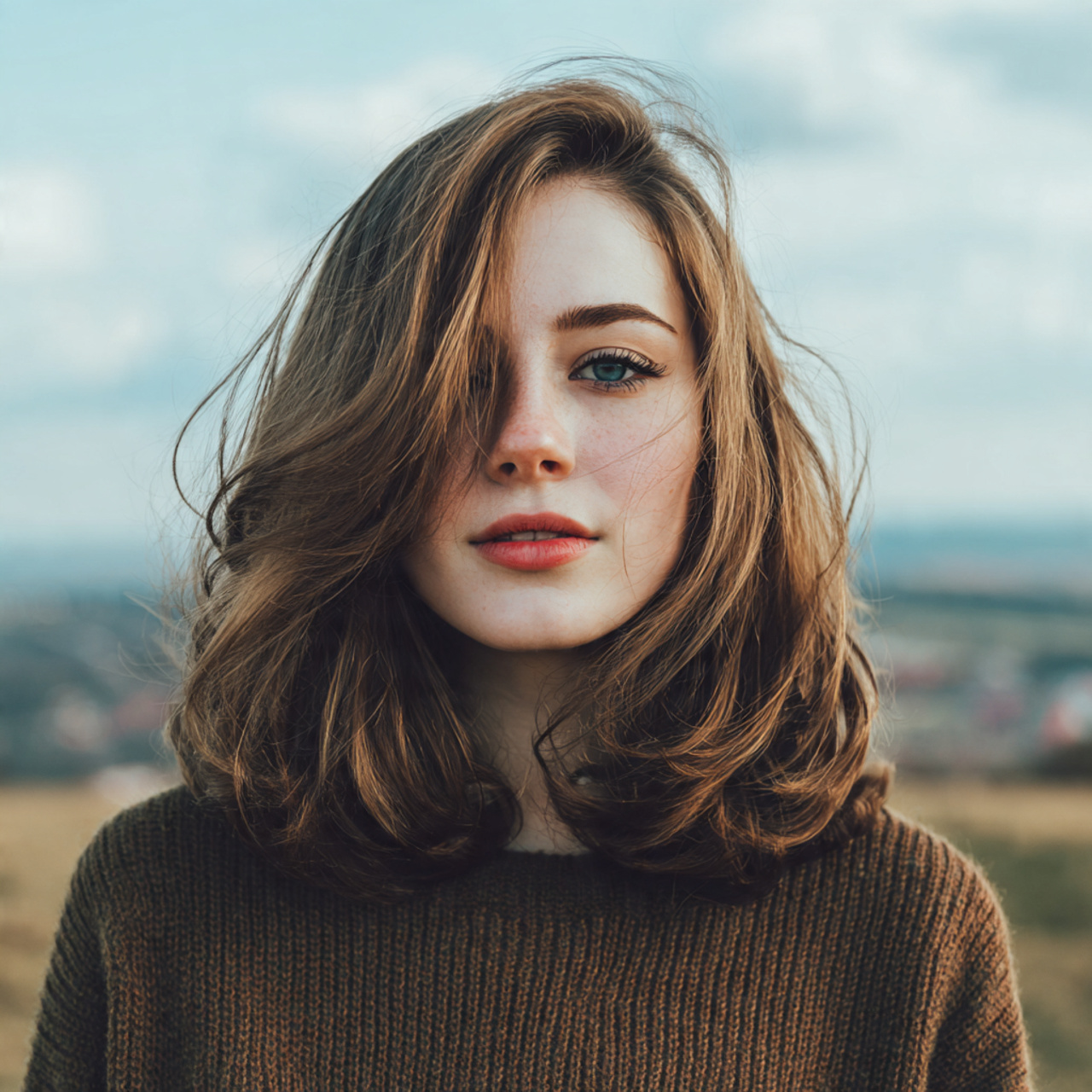 12 Long Hush Cut: Soft, Layered Hair Ideas for a Modern Effortless Look 9 an attractive women with outdoor view having long 1 1