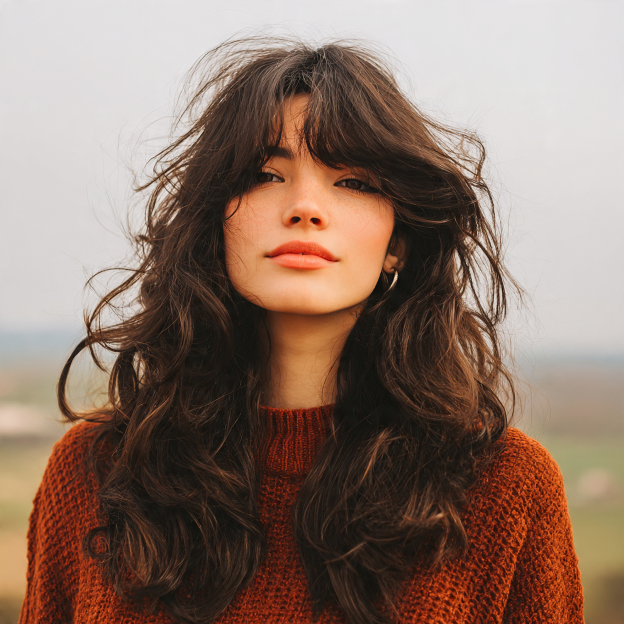 an attractive women with outdoor view having long 2