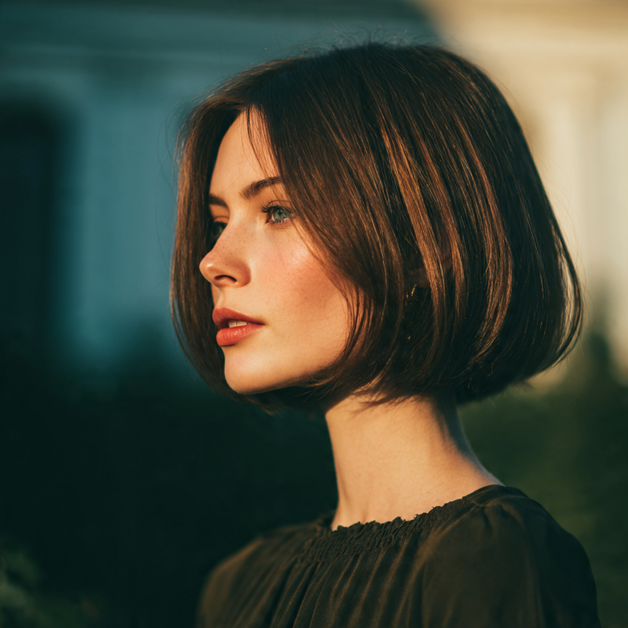 15 Soft & Trendy Hush Cut Hair Medium Ideas for Modern Style 6 an attractive women with outdoor view having mediu 3