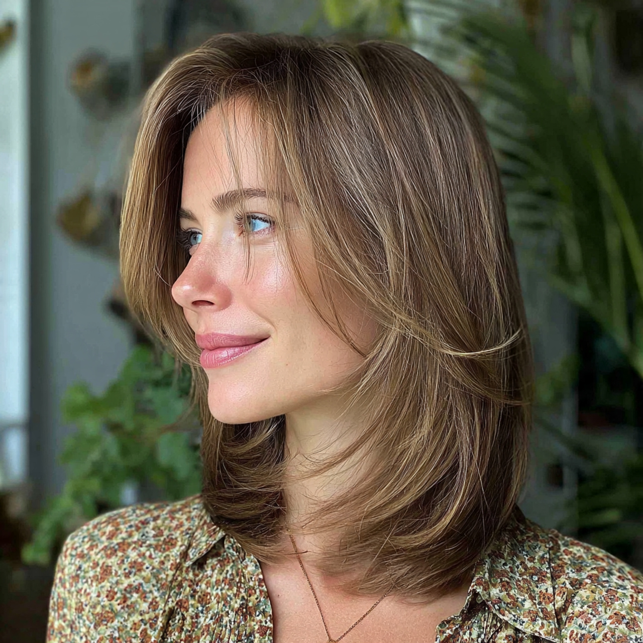 15 Soft & Trendy Hush Cut Hair Medium Ideas for Modern Style 9 an attractive women with outdoor view having mediu 5