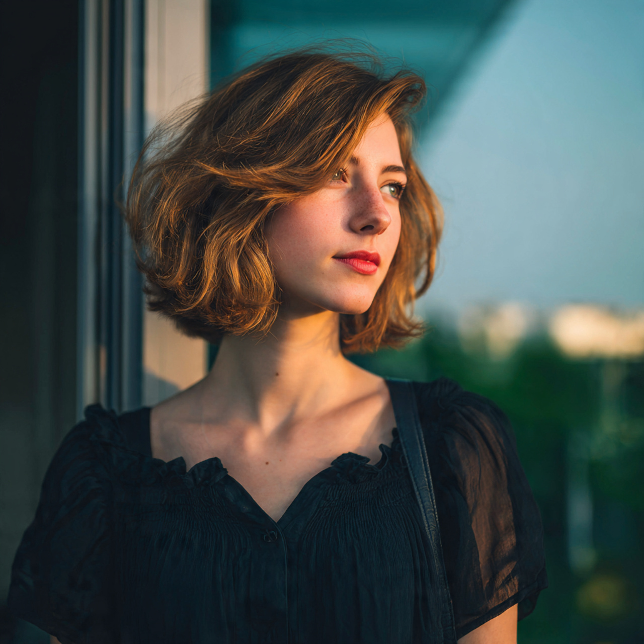 15 Soft & Trendy Hush Cut Hair Medium Ideas for Modern Style 11 an attractive women with outdoor view having mediu 7