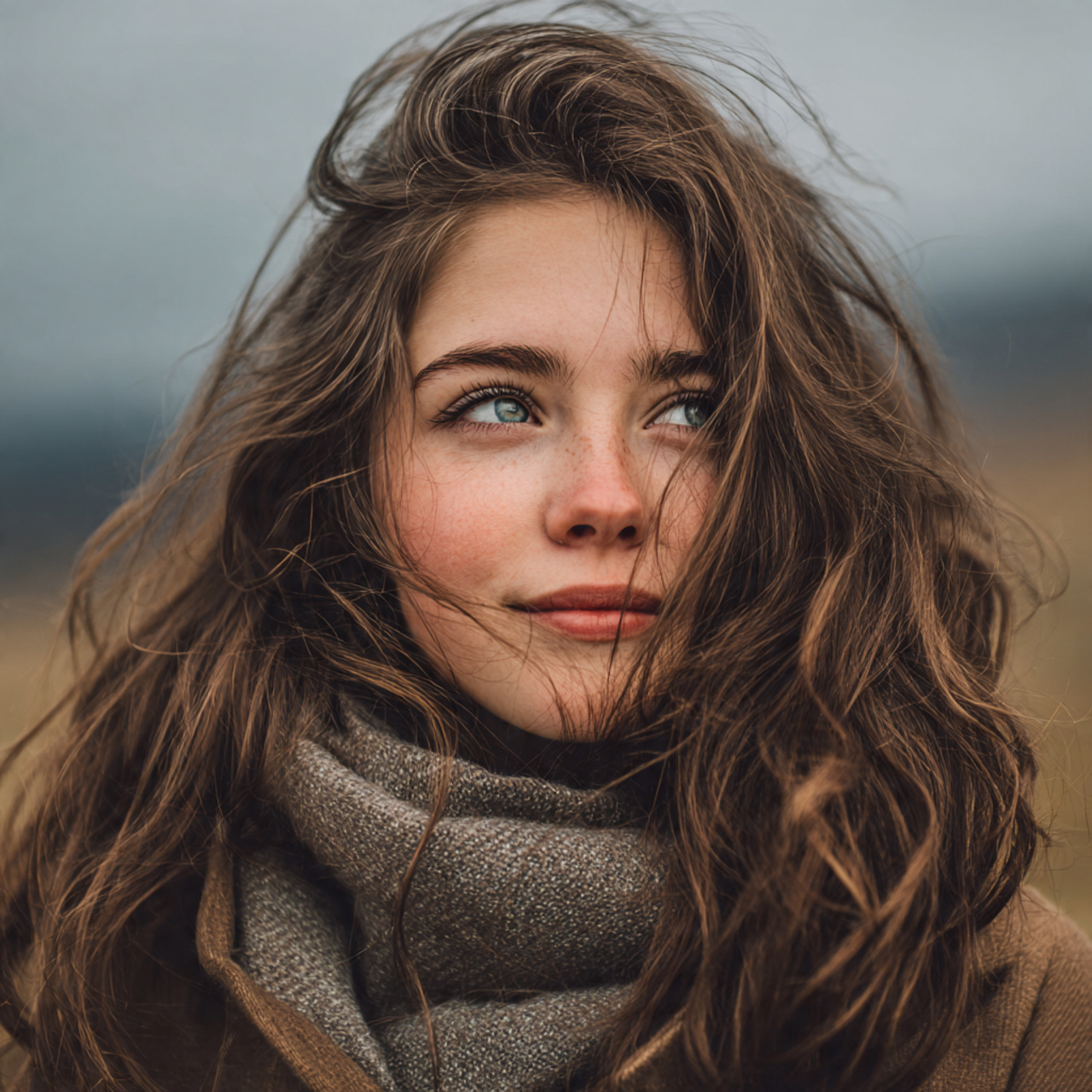 an attractive women with outdoor view having soft