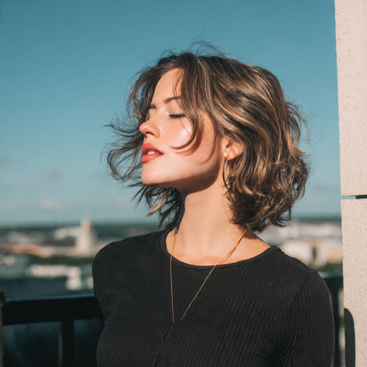 15 Soft & Trendy Hush Cut Hair Medium Ideas for Modern Style 7 an attractive women with outdoor view having wavy 1 1