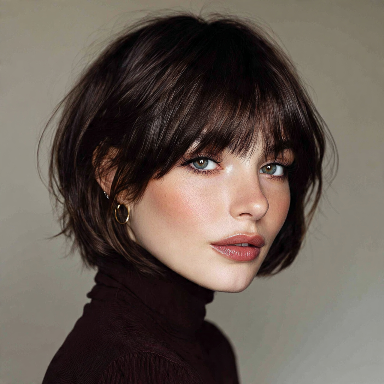 14 Hush Cut Short: Soft, Modern, and Effortlessly Stylish 4 an attractive women with short hush cut with curta