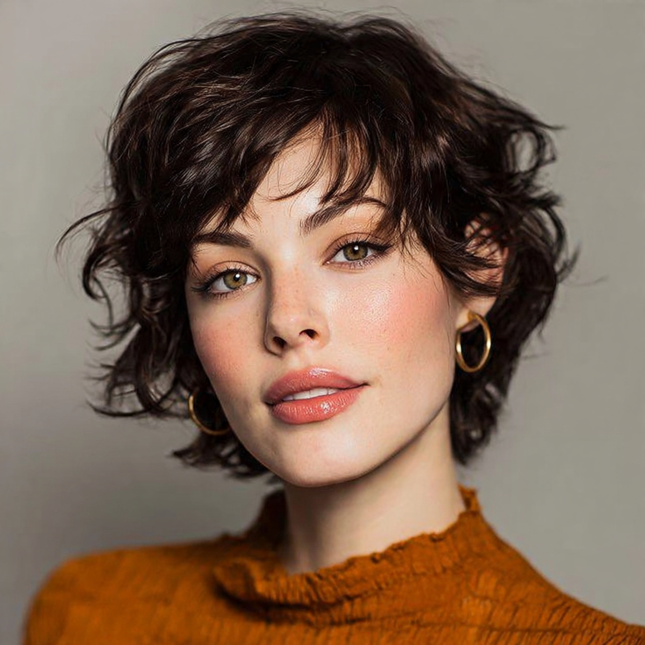 14 Hush Cut Short: Soft, Modern, and Effortlessly Stylish 9 an attractive women with wavy hush cut short style