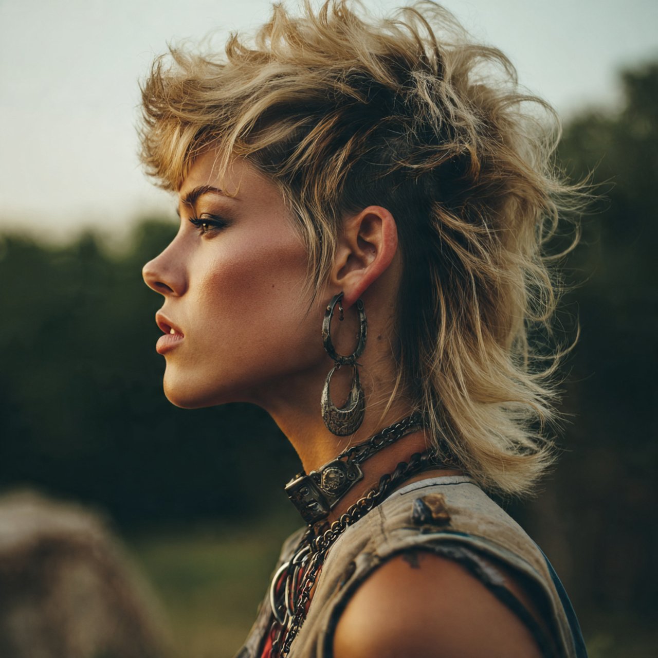 an attractive women having fashion forward mullet