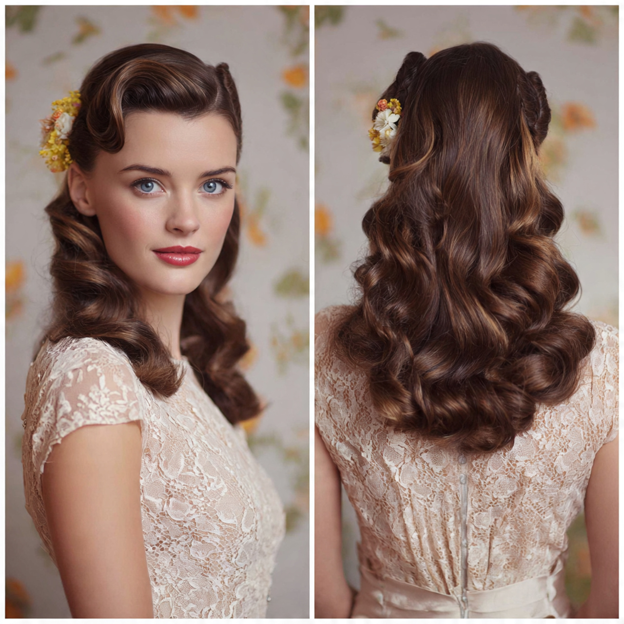 Vintage Wedding Hair: 15 Timeless Styles for a Beautiful Wedding Look 6 an attractive women having pinned back waves