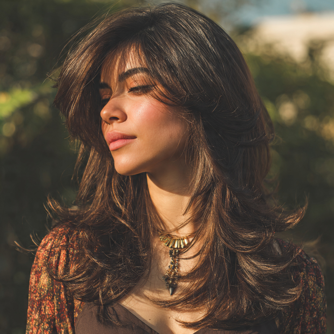 an attractive women having soft layered mullet