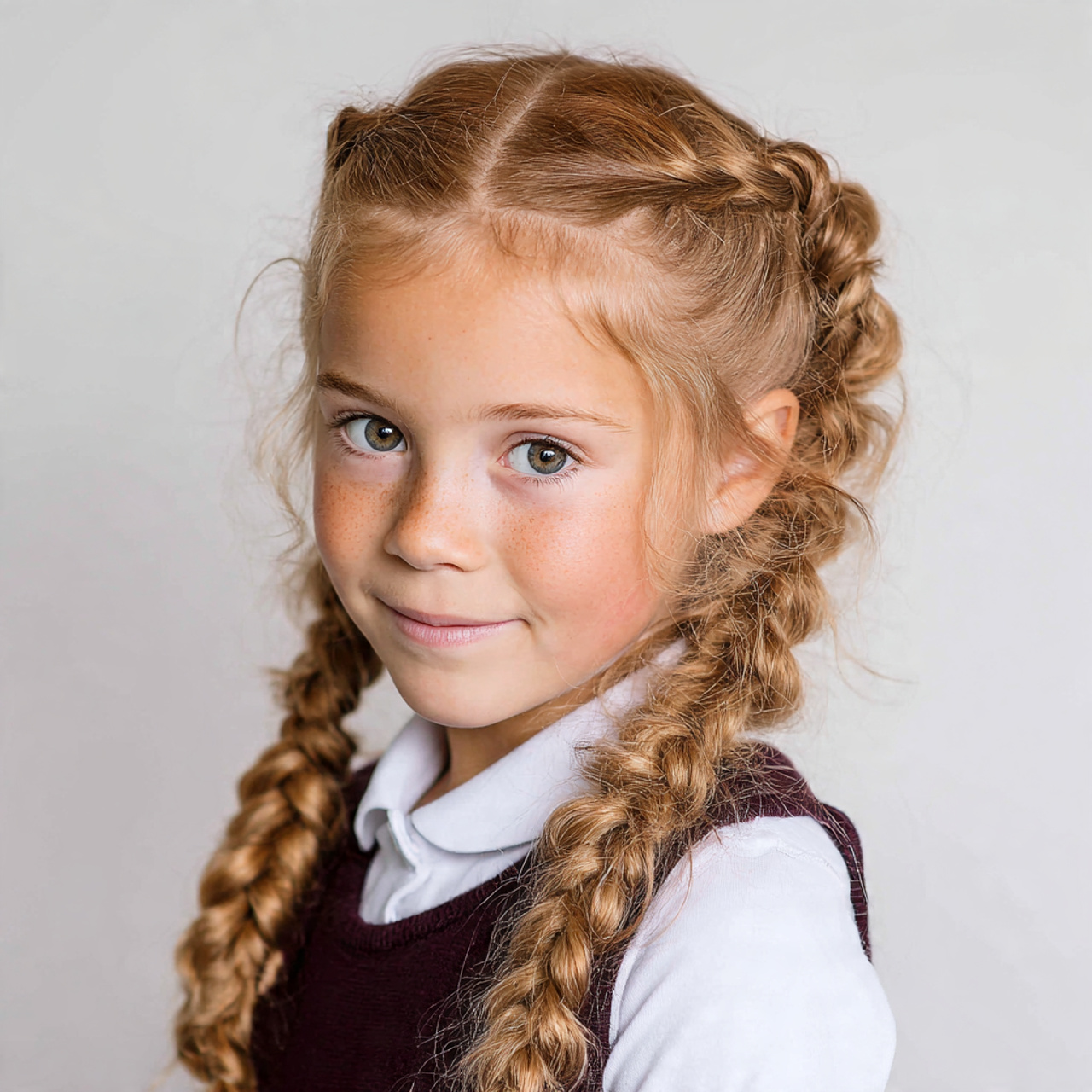 a cute girl having cute easy double mini braids ha