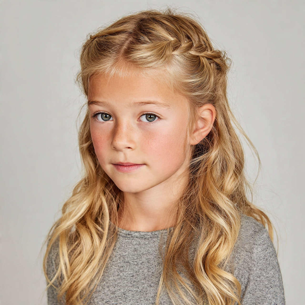 a cute girl having cute easy half up twist hairsty