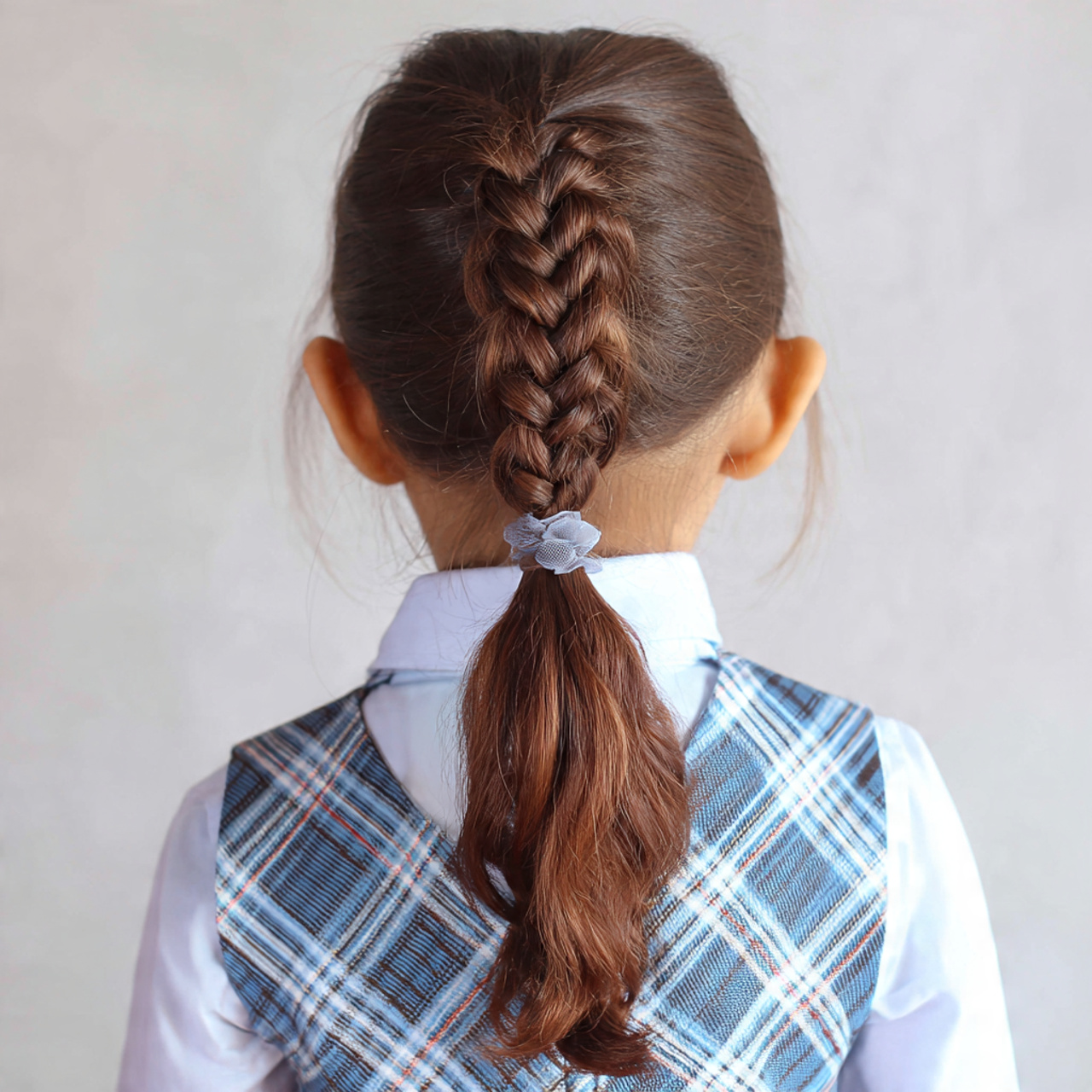 a cute girl having cute easy low braided ponytail