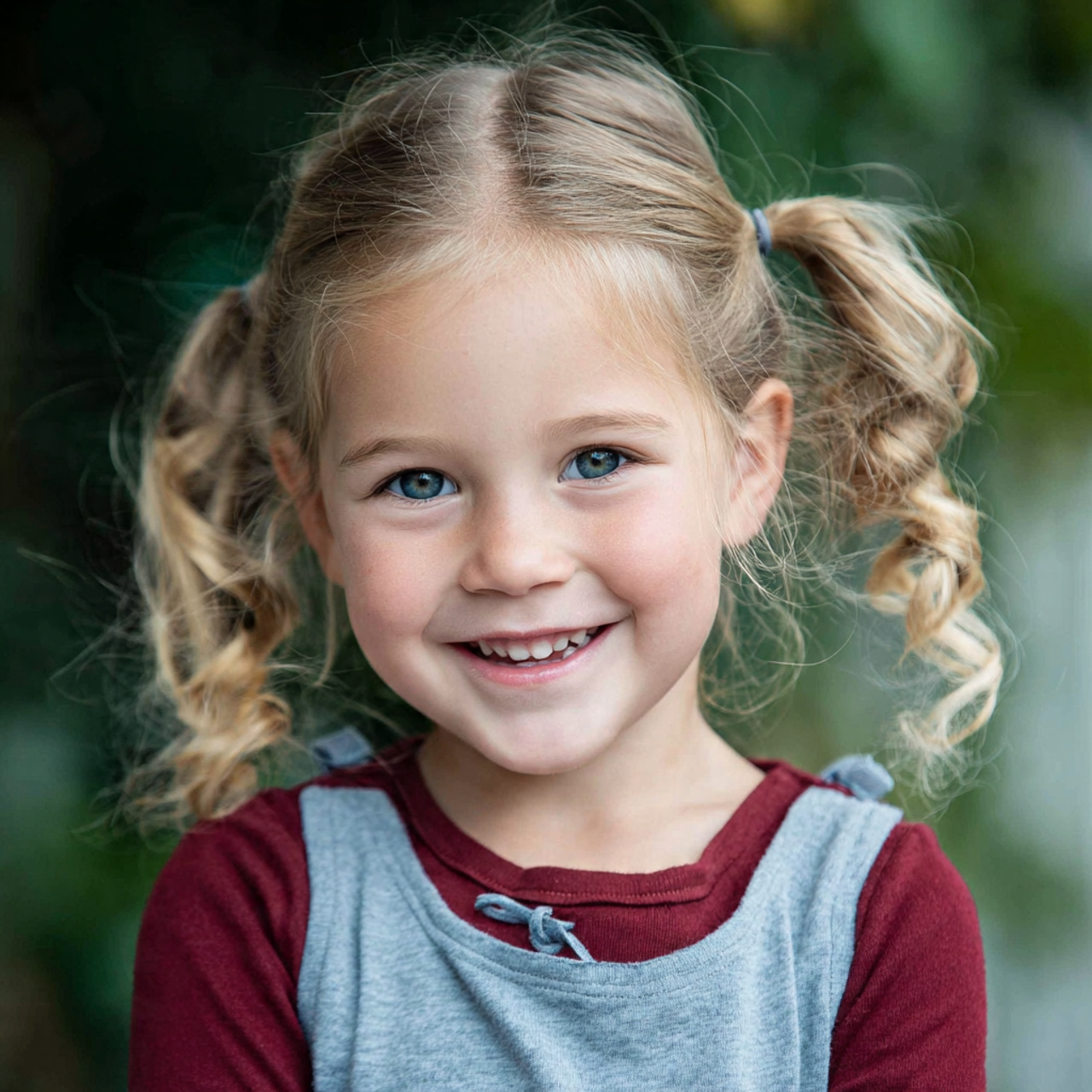 a cute kid having cute easy classic double ponytai