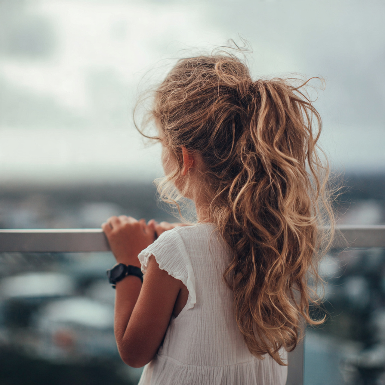 a cute kid having cute easy high ponytail hairstyl