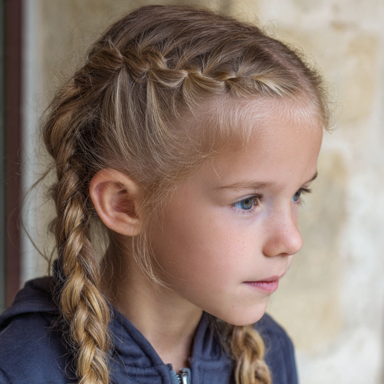 a cute kid having cute easy simple three strand br