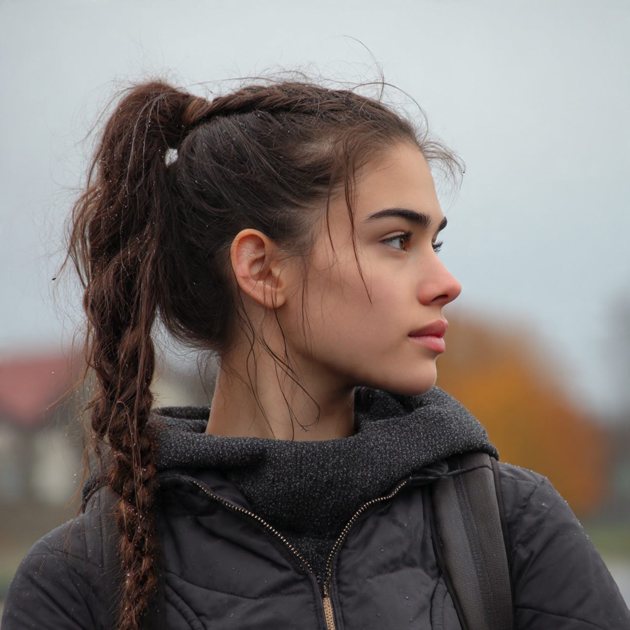 a girl having easy school high ponytail hairstyle