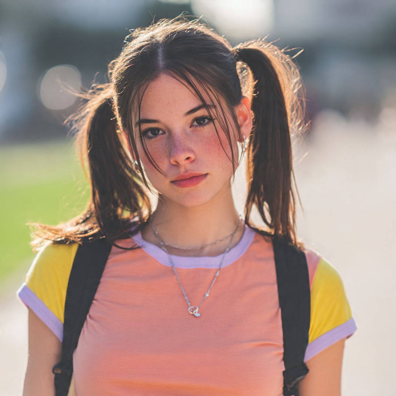 a girl having easy school low twin ponytails hairs