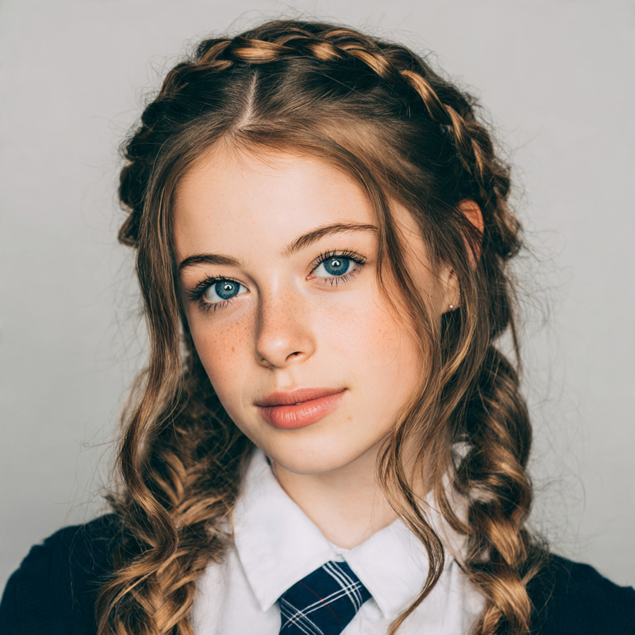 a school teen having easy braided headband hairsty
