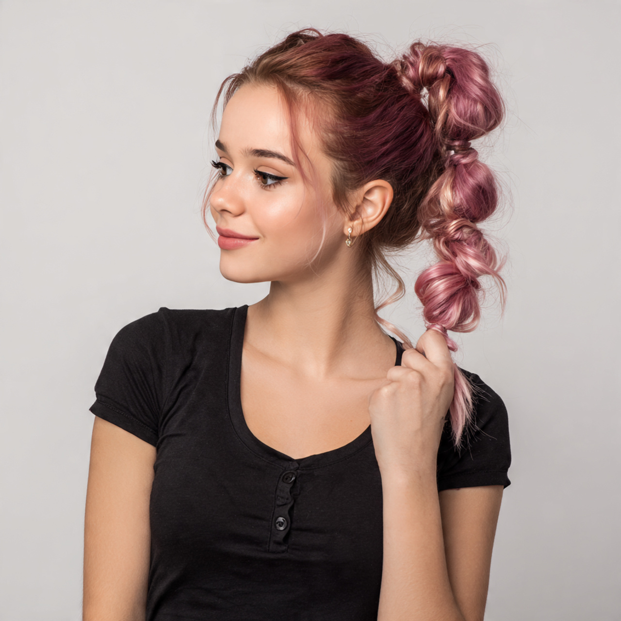 a school teen having easy bubble ponytail hairstyl