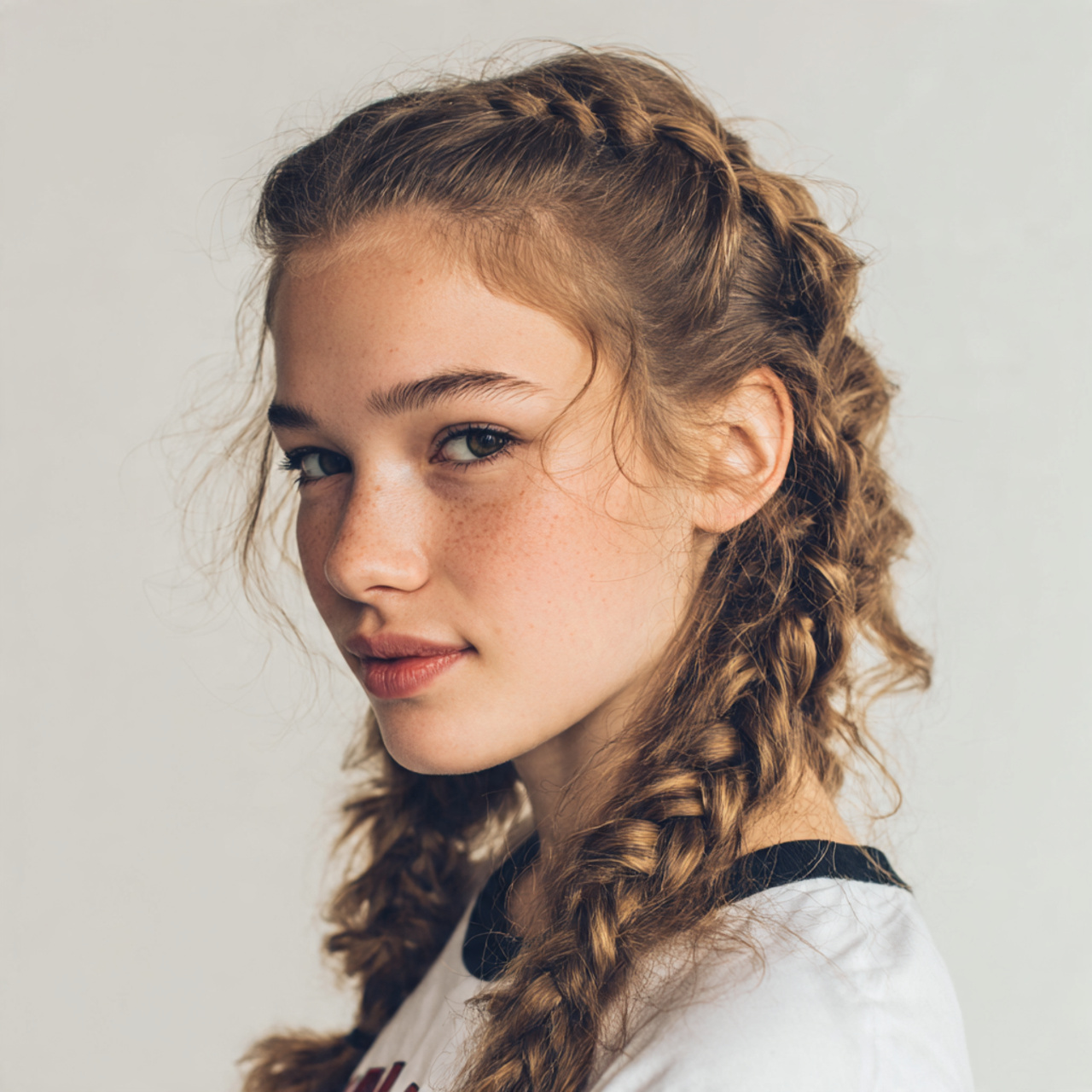 a school teen having easy side braid hairstyles wi