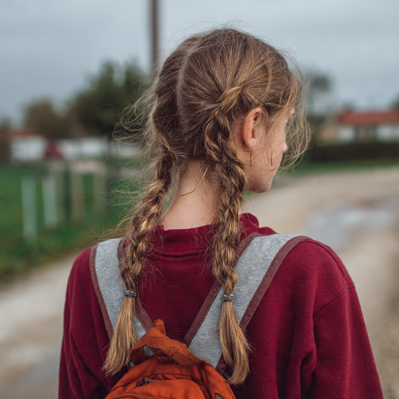a school teen having easy simple three strand brai
