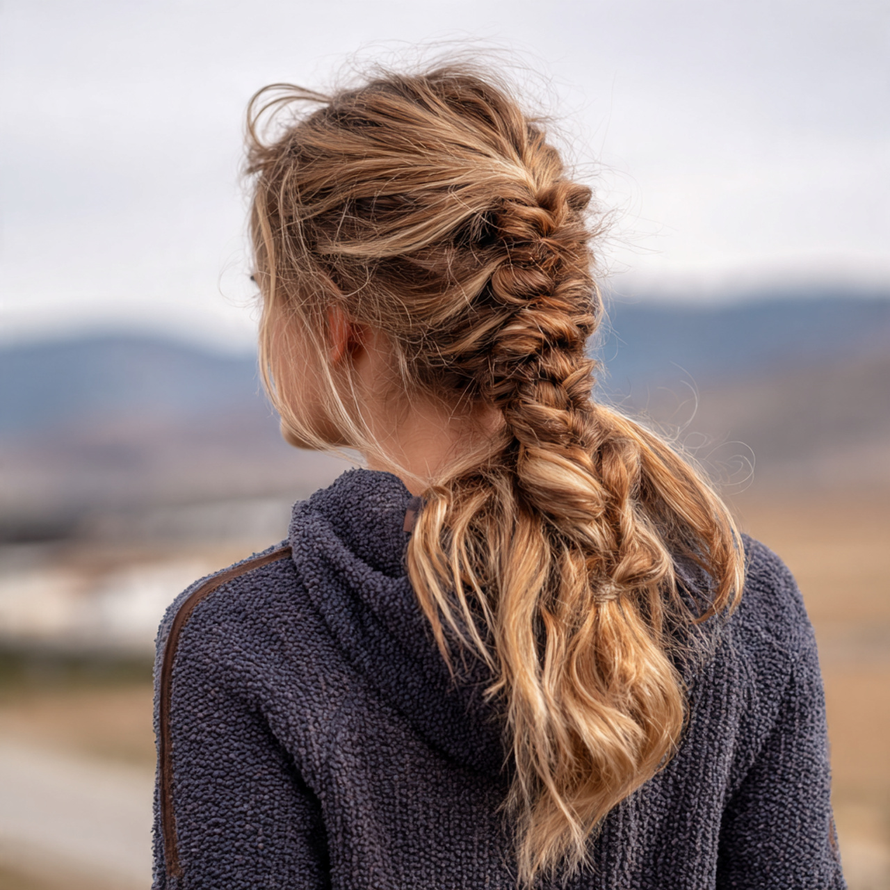 a school teen having quick easy cute low braided p