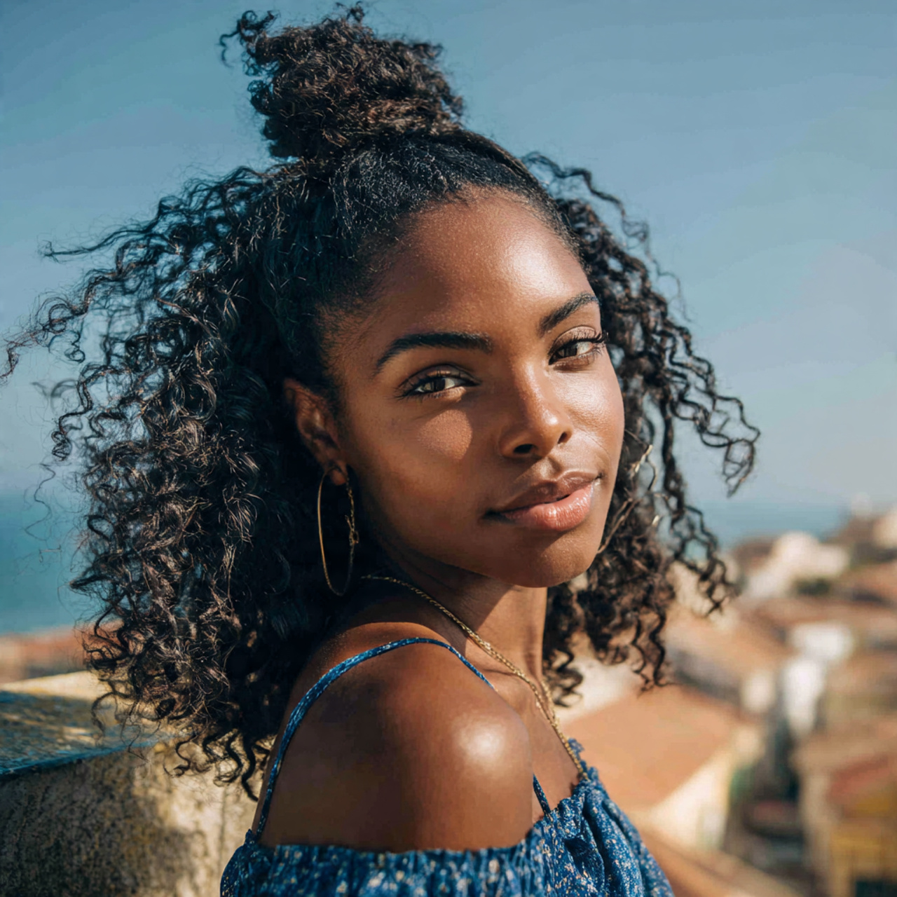 Easy Hairstyles Black Women: Simple Styles for Everyday Beauty 6 an attractive black woman having easy half up curl