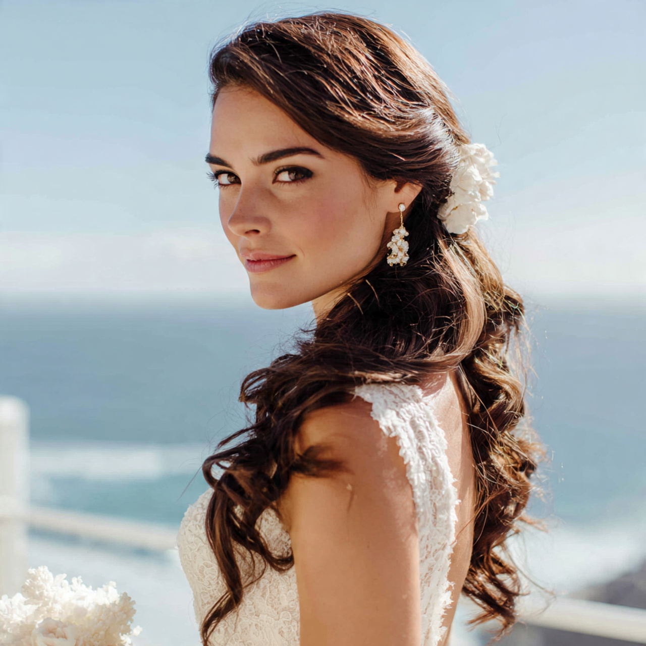 an attractive bride having easy side swept wedding