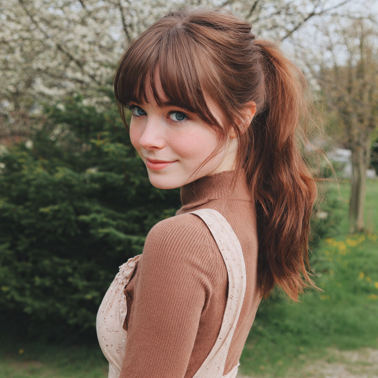 an attractive girl having easy low side ponytail h