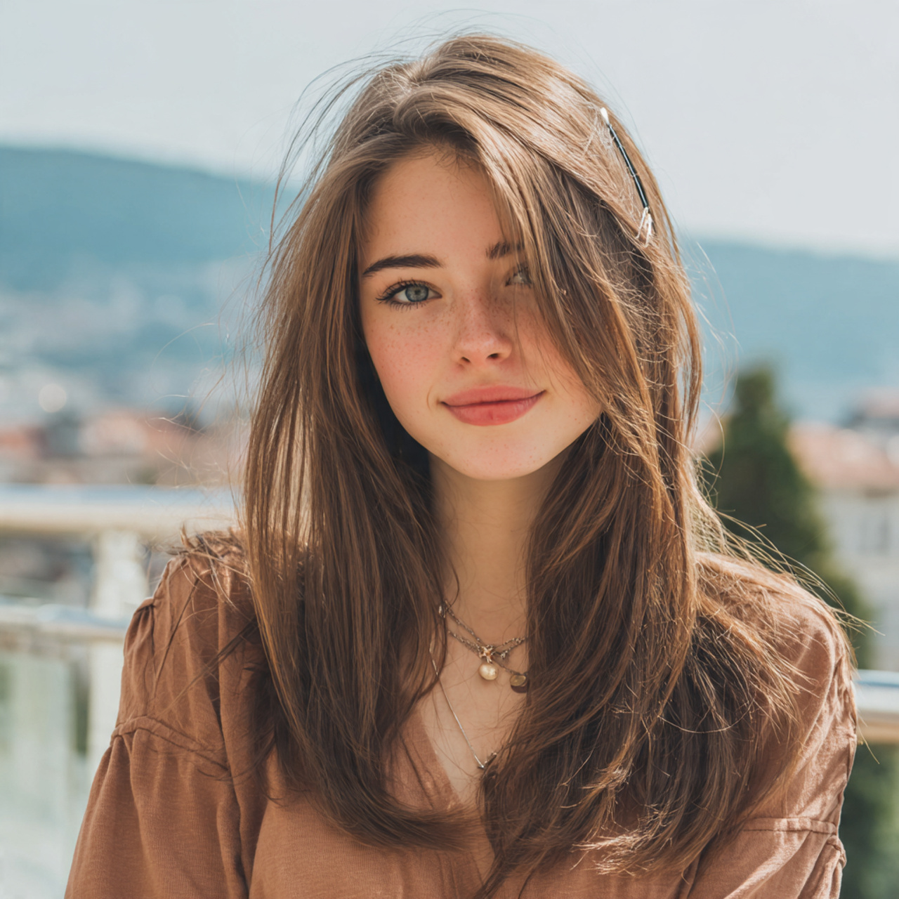 an attractive girl having easy side clip straight