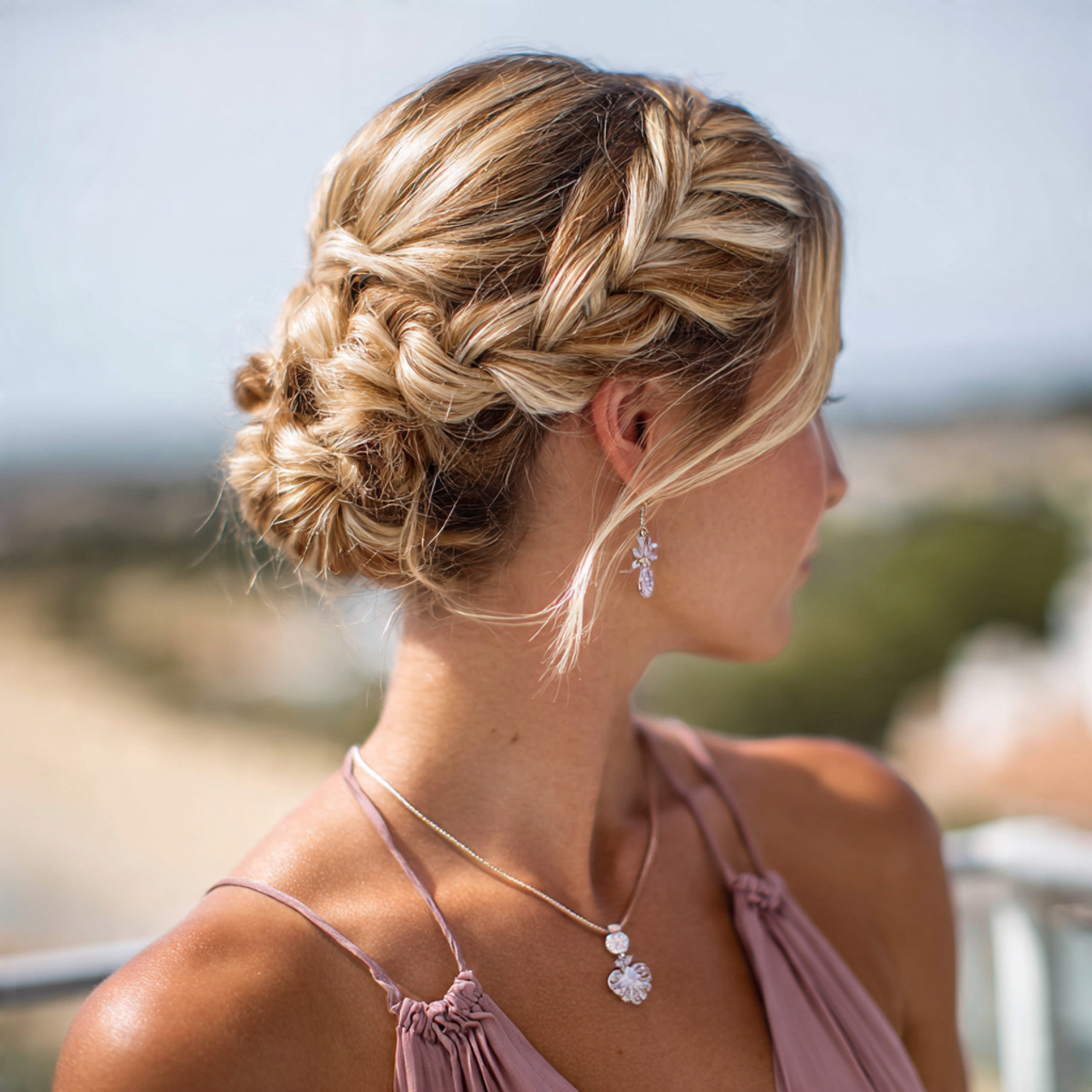 an attractive wedding guest having easy braided cr