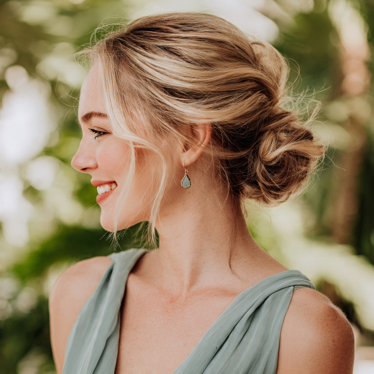 an attractive wedding guest having easy messy chic