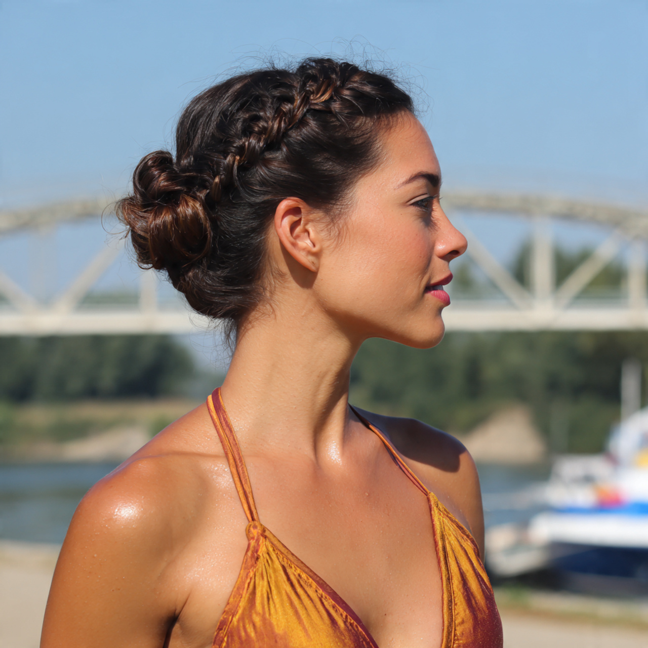 an attractive woman having braided crown updo easy