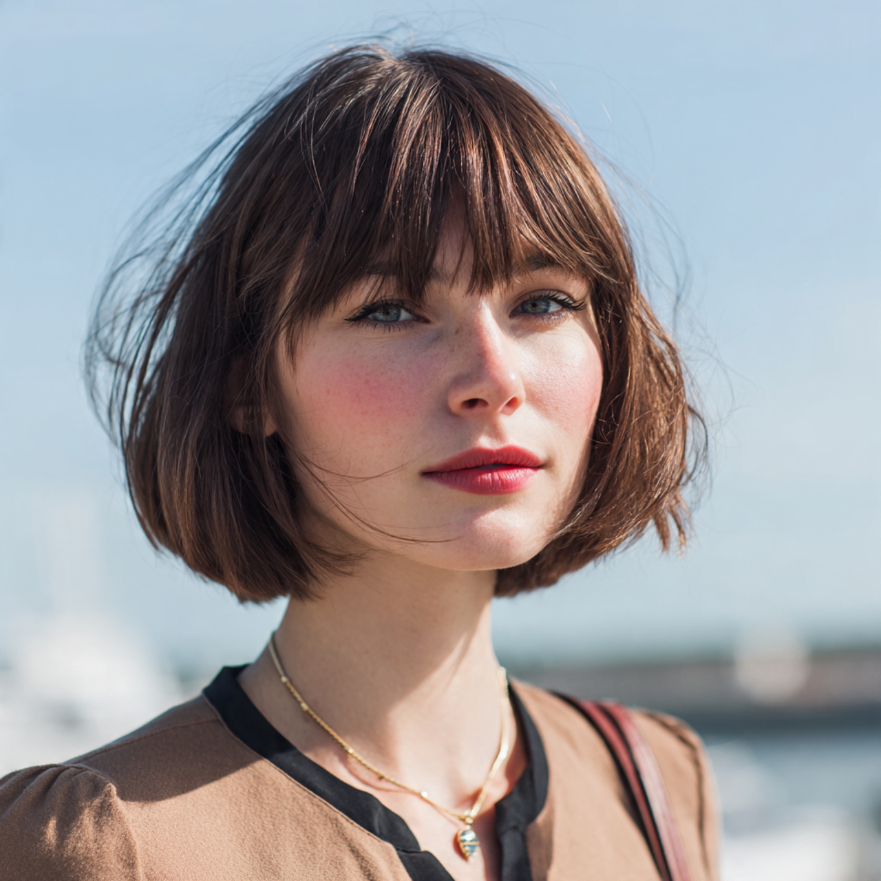 an attractive woman having chin length soft bob ha