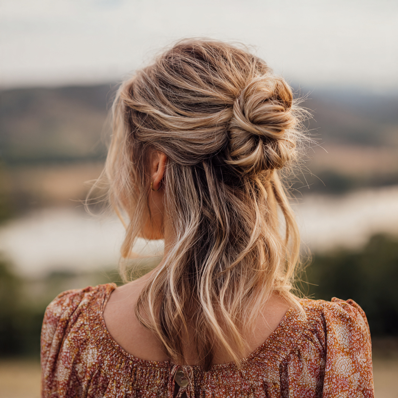 an attractive woman having cute and easy half up m