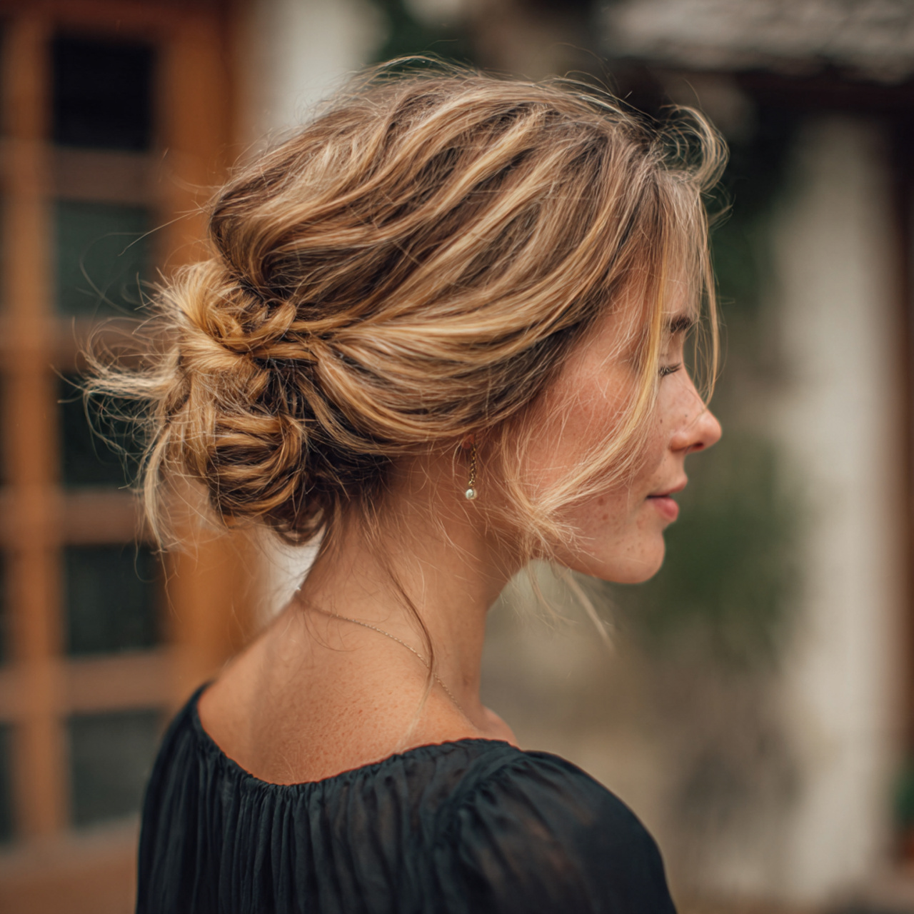 an attractive woman having cute and easy low twist