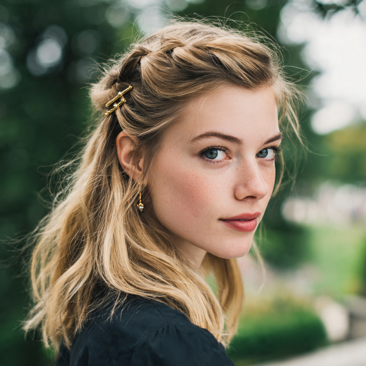 an attractive woman having cute easy classic half