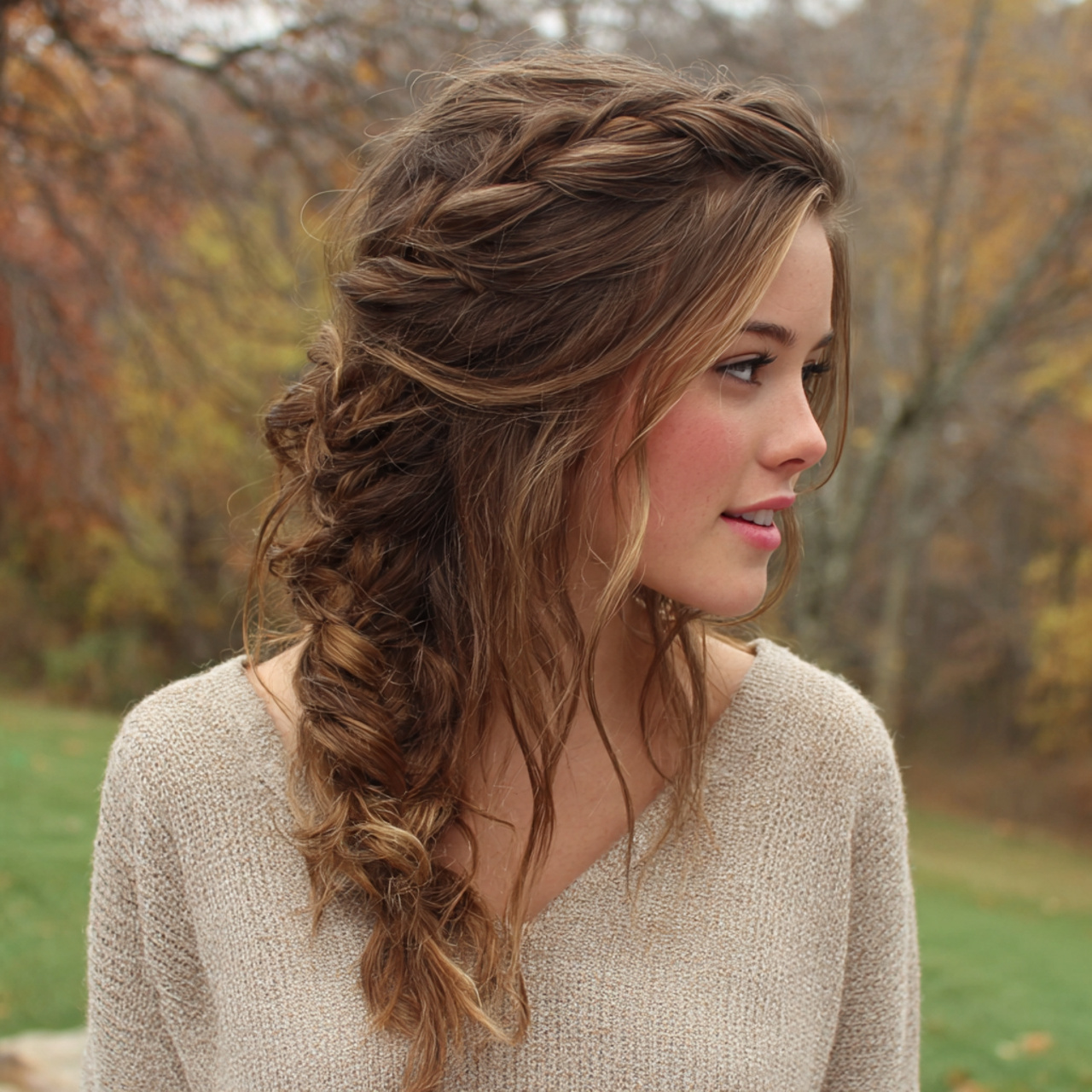 an attractive woman having cute easy loose side br