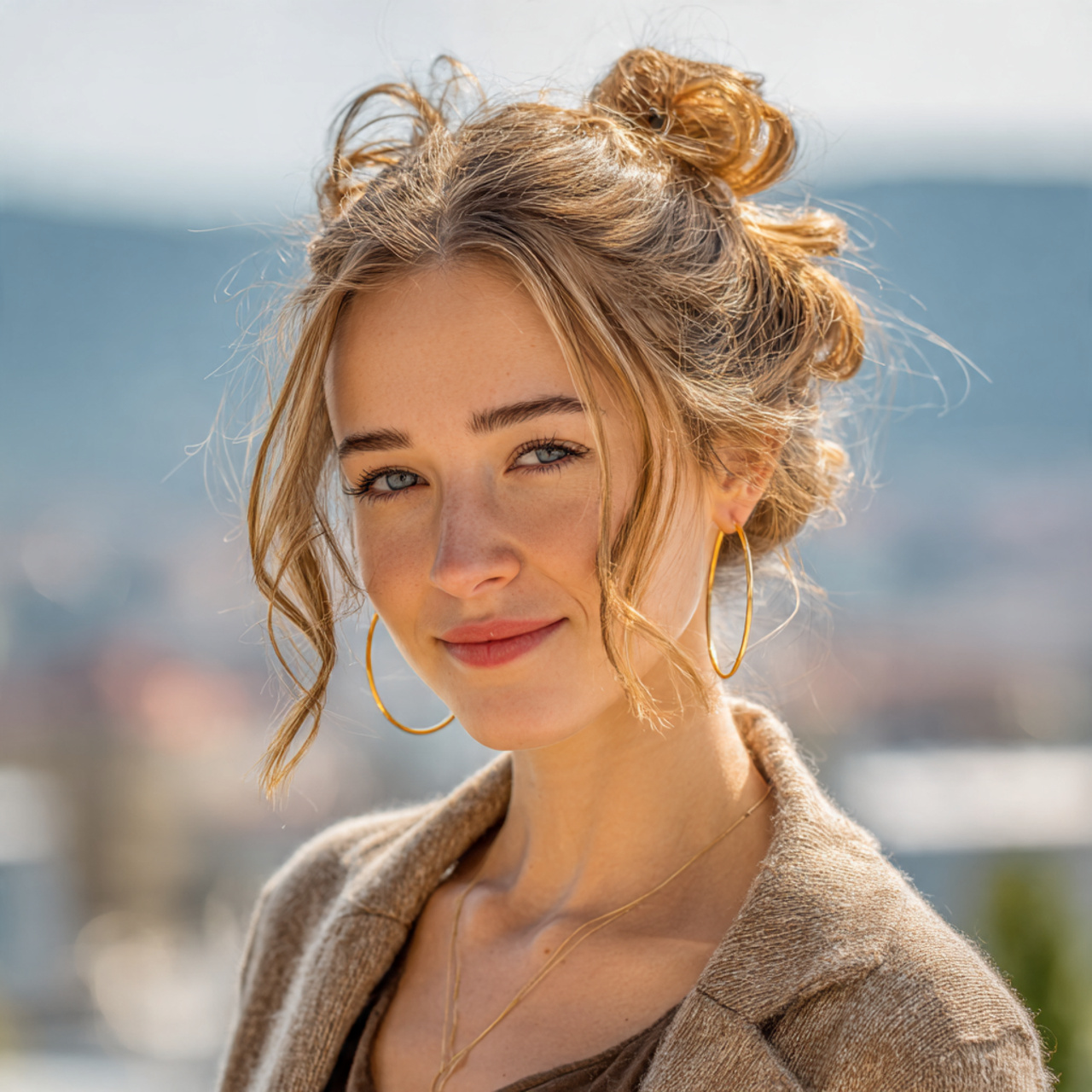 an attractive woman having cute easy messy everyda