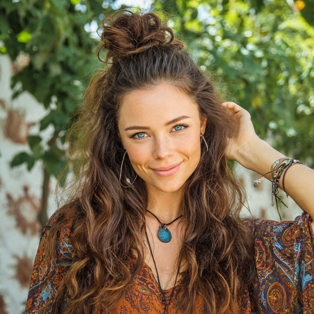 an attractive woman having easy boho half up bun h