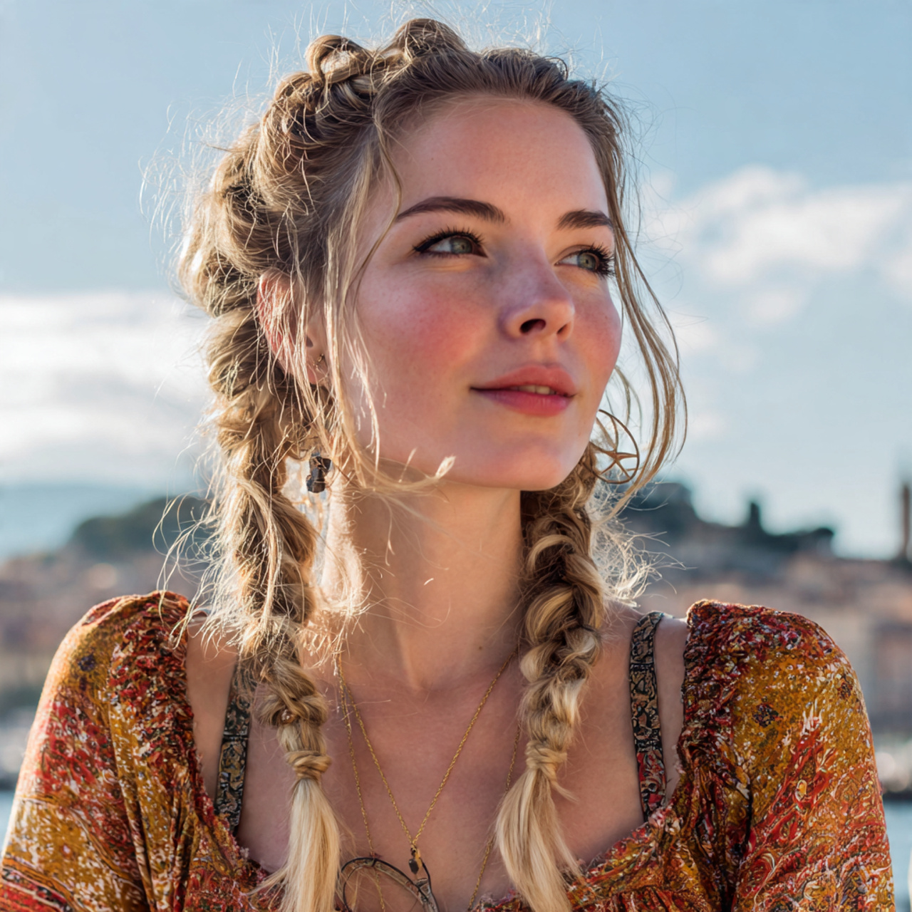 an attractive woman having easy boho loose double