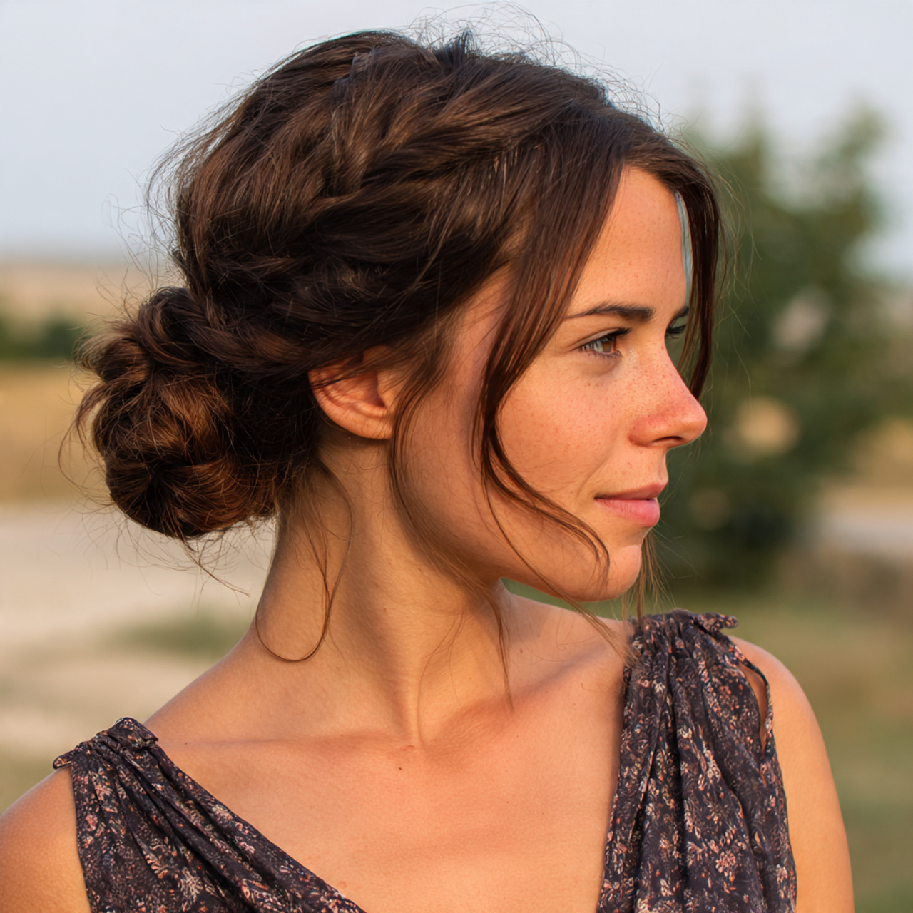 an attractive woman having easy boho low braided b