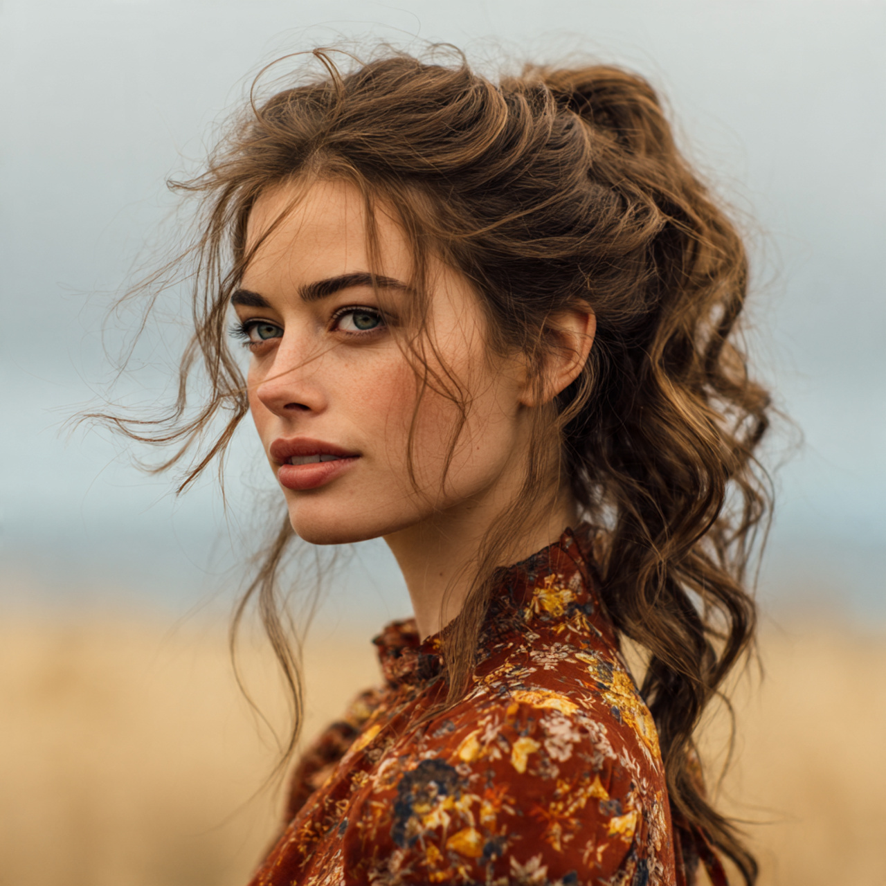 an attractive woman having easy boho low ponytail