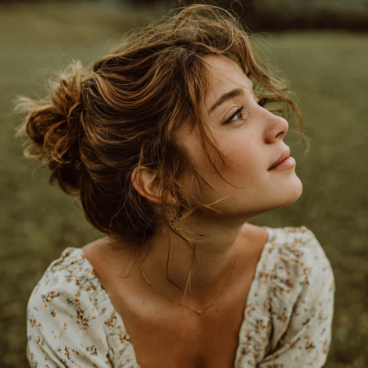an attractive woman having easy boho messy low bun 1
